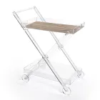 Carrello da Cucina 4 Ruote in Plexiglass Trasparente o con Legno - Magimbo Viadurini