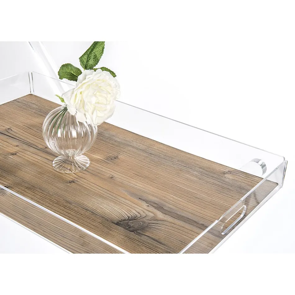 Carrello da Cucina 4 Ruote in Plexiglass Trasparente o con Legno - Magimbo Viadurini