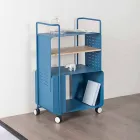 Carrello di Design in Acciaio con Piano in Frassino Made in Italy - Murella Viadurini