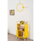 Carrello di Design in Acciaio con Piano in Frassino Made in Italy - Murella Viadurini