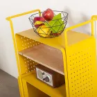 Carrello di Design in Acciaio con Piano in Frassino Made in Italy - Murella Viadurini