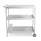Carrello in Alluminio di Diverse Finiture con Ruote e 3 Ripiani- Tenda Viadurini