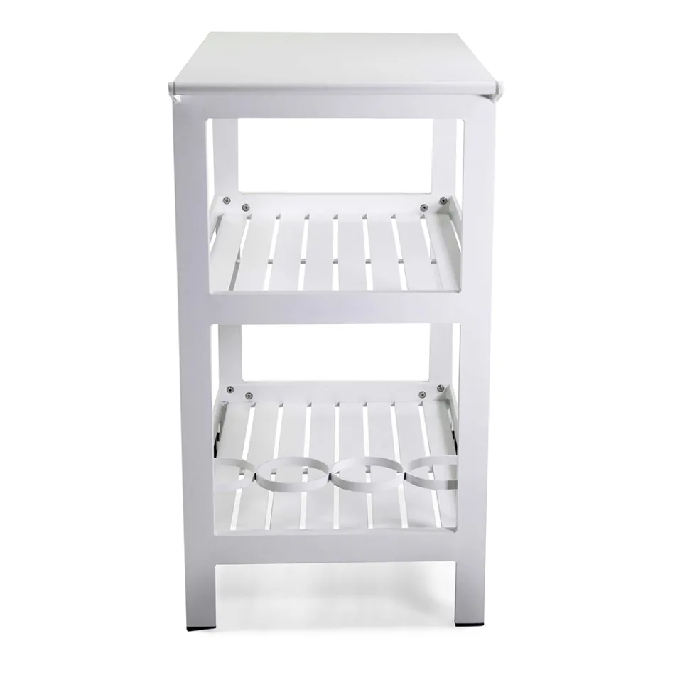 Carrello in Alluminio di Diverse Finiture con Ruote e 3 Ripiani- Tenda Viadurini