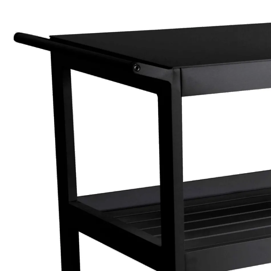 Carrello in Alluminio di Diverse Finiture con Ruote e 3 Ripiani- Tenda Viadurini