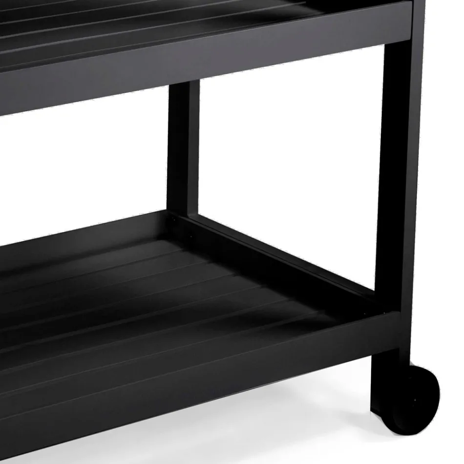 Carrello in Alluminio di Diverse Finiture con Ruote e 3 Ripiani- Tenda Viadurini