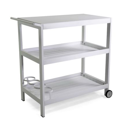 Carrello in Alluminio di Diverse Finiture con Ruote e 3 Ripiani- Tenda Viadurini