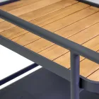 Carrello in Alluminio di Diverse Finiture con Ruote e Dettagli in Teak - Tenda Viadurini