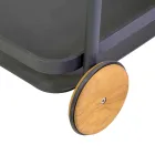 Carrello in Alluminio di Diverse Finiture con Ruote e Dettagli in Teak - Tenda Viadurini