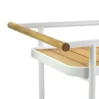 Carrello in Alluminio di Diverse Finiture con Ruote e Dettagli in Teak - Tenda Viadurini