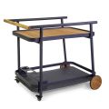Carrello in Alluminio di Diverse Finiture con Ruote e Dettagli in Teak - Tenda