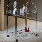 Carrello in Cristallo Acrilico Trasparente con Ruote e Ripiano - Arketipo Viadurini