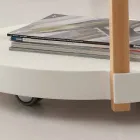 Carrello in faggio naturale e polipropilene bianco con ruote Pineto Viadurini