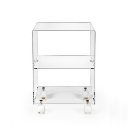 Carrello Porta Oggetti con Ruote in Plexiglass Made in Italy - Rudolf Viadurini