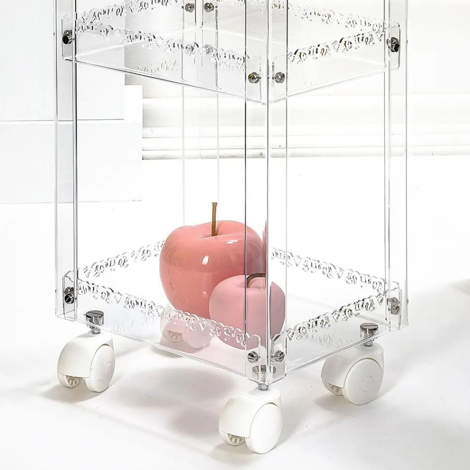 Carrello Porta Vivande in Plexiglass con Ripiani Made in Italy - Galatius Viadurini