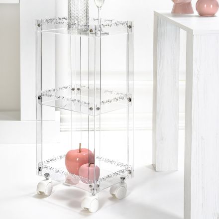 Carrello Porta Vivande in Plexiglass con Ripiani Made in Italy - Galatius Viadurini