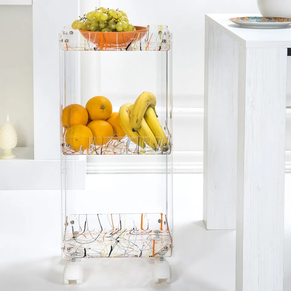 Carrello Porta Vivande in Plexiglass Trasparente Made in Italy - Galatius Viadurini