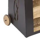 Carrello Portalegna da Interno Ferro Verniciato Nero Made in Italy - Chloe Viadurini