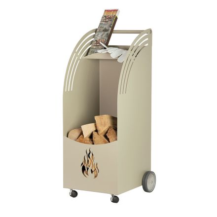 Carrello Portalegna in Metallo con Mensola e 4 Ruote Made in Italy - Geco Viadurini
