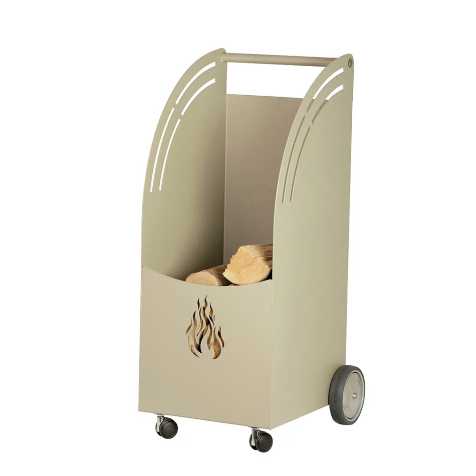 Carrello Portalegna in Metallo e 4 Ruote Made in Italy - Coccinella Viadurini