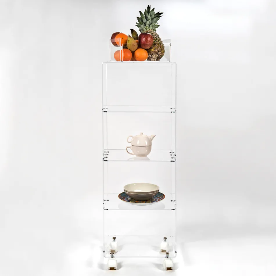 Carrello Portaoggetti da Cucina in Plexiglass Made in Italy - Ercolano Viadurini
