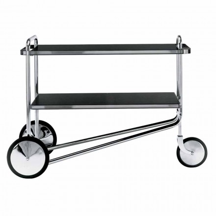 Carrello Portavivande in Acciaio Cromato e Laminato Made in Italy - Singapore Viadurini