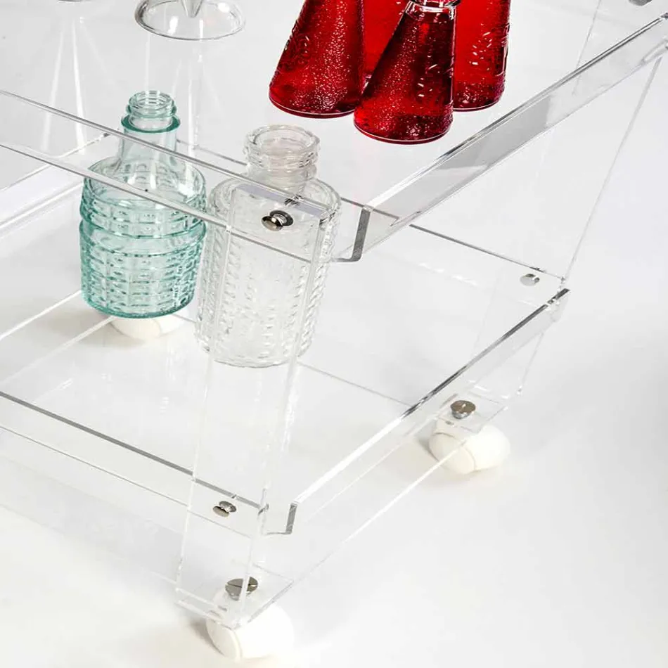 Carrello portavivande moderno a 2 ripiani L 60,5cm in plexiglass Diso Viadurini