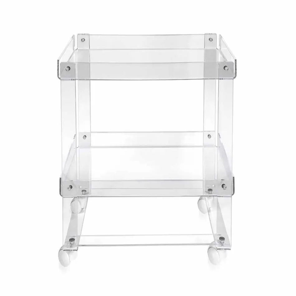 Carrello portavivande moderno a 2 ripiani L 60,5cm in plexiglass Diso Viadurini