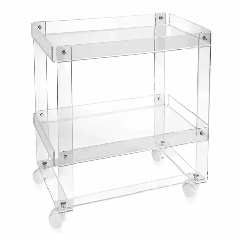 Carrello portavivande moderno a 2 ripiani L 60,5cm in plexiglass Diso Viadurini
