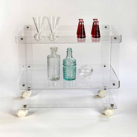 Carrello portavivande moderno a 2 ripiani L 60,5cm in plexiglass Diso Viadurini
