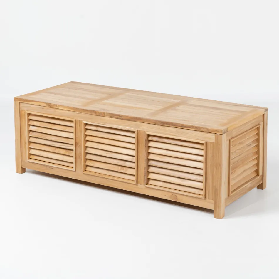 Cassapanca da Giardino Realizzata in Teak Naturale - Nascondi Viadurini
