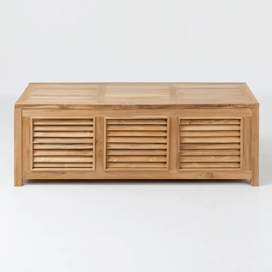 Cassapanca da Giardino Realizzata in Teak Naturale - Nascondi Viadurini