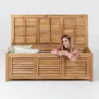 Cassapanca da Giardino Realizzata in Teak Naturale - Nascondi Viadurini