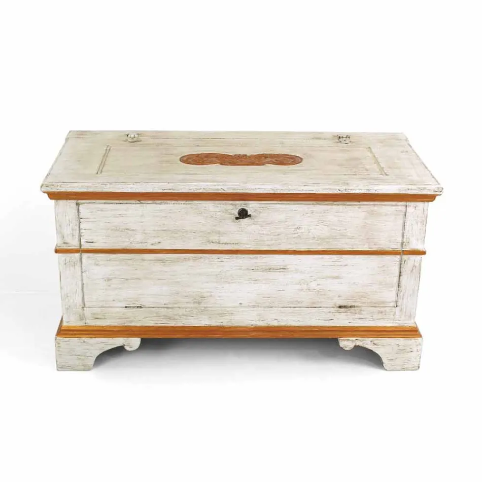 Cassapanca Fatta a Mano in Legno Massello con Profili Oro Made in Italy - Caio Viadurini
