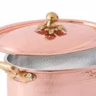 Casseruola in Rame Ovale Stagnato a Mano da Forno e Coperchio 27x20 cm - Mariag Viadurini