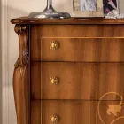 Cassettiera 7 Cassetti in Legno Noce Intarsiato Made in Italy - Commodo Viadurini