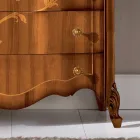Cassettiera 7 Cassetti in Legno Noce Intarsiato Made in Italy - Commodo Viadurini