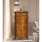 Cassettiera 7 Cassetti in Legno Noce Intarsiato Made in Italy - Commodo Viadurini