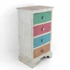 Cassettiera Artigianale a 4 Cassetti in Legno Bianco Made in Italy - Manhattan Viadurini