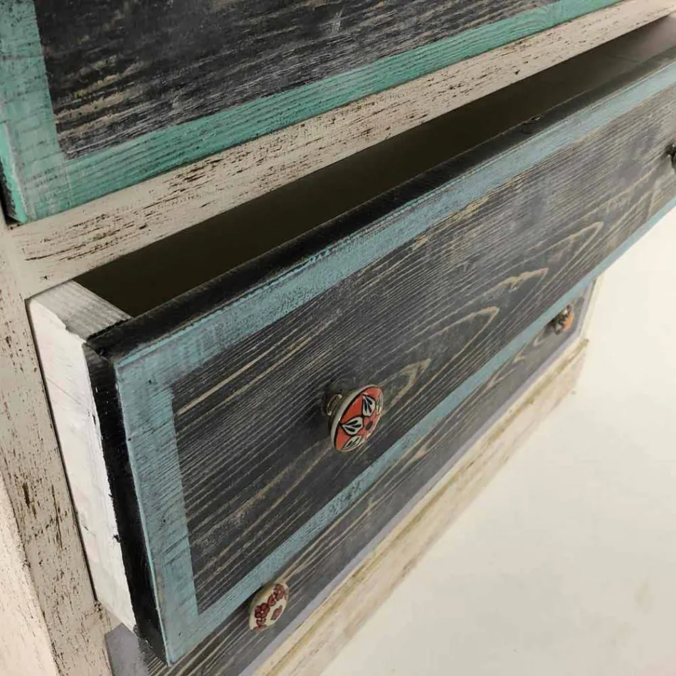 Cassettiera Artigianale in Legno di Abete con 3 Cassetti Made in Italy - Monkey Viadurini
