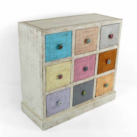 Cassettiera Artigianale in Legno Massello con 9 Cassetti Made in Italy - Pierrot Viadurini