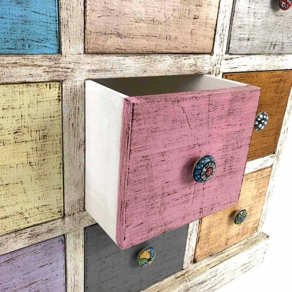 Cassettiera Artigianale in Legno Massello con 9 Cassetti Made in Italy - Pierrot Viadurini