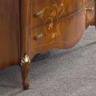 Cassettiera Camera in Legno Intarsiato e Specchio Made in Italy - Cambrige Viadurini