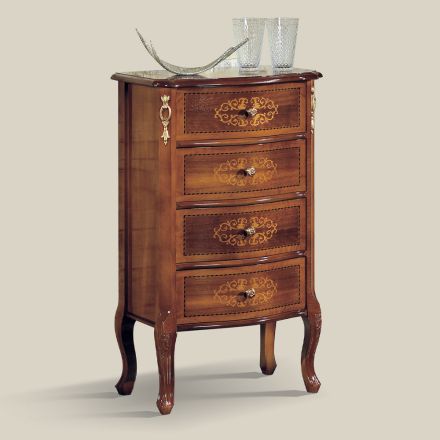 Cassettiera Classica in Legno Noce 4 o 6 Cassetti Made in Italy - Katerine Viadurini