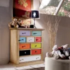 Cassettiera con Cassetti Tutti Colorati e Maniglie Diverse Made in Italy - Aditya Viadurini