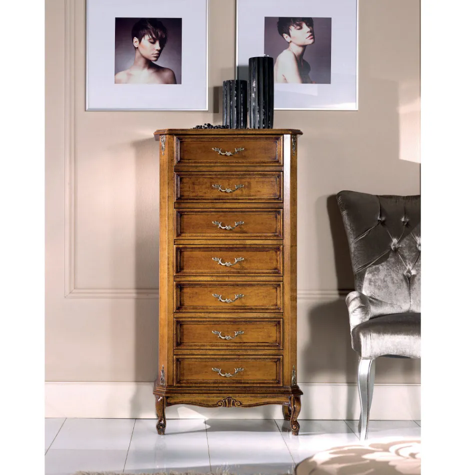 Cassettiera Stile Classico in Legno 7 o 5 Cassetti Made in Italy - Richard Viadurini
