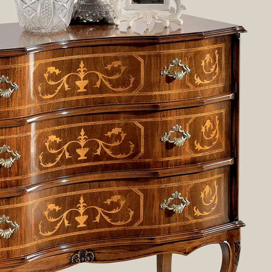 Cassettiera Stile Classico in Legno con 3 Cassetti Made in Italy - Elegant Viadurini