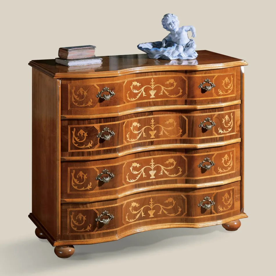 Cassettiera Stile Classico in Legno con Cassetti Made in Italy - Elegant Viadurini