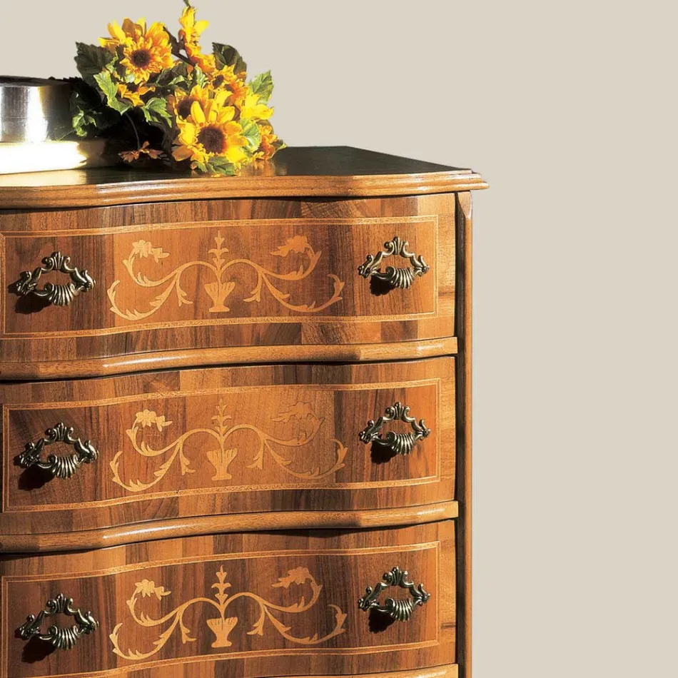 Cassettiera Stile Classico in Legno Noce di Lusso Made in Italy - Elegant Viadurini