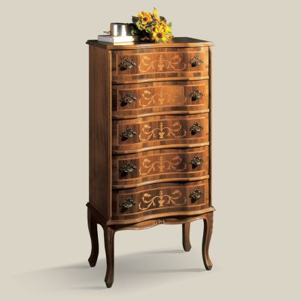 Cassettiera Stile Classico in Legno Noce di Lusso Made in Italy - Elegant Viadurini
