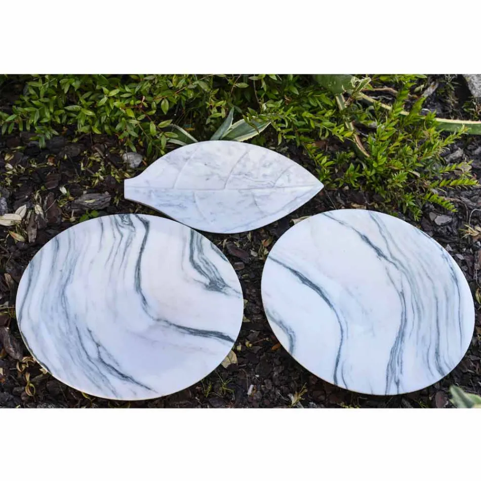 Centrotavola in Marmo Arabescato dalla Forma a Foglia Made in Italy - Treviso Viadurini